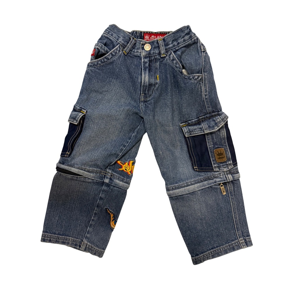 Vintage JNCO Jeans Toddler Convertible Zip Off Cargo Pants Denim Blue Skater - Picture 5 of 9